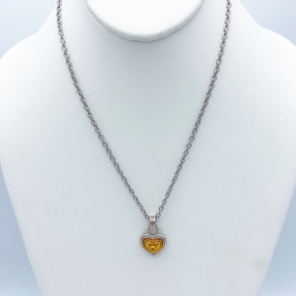 Diamonds International Two Tone Heart Pendant Silver Tone Chain Necklace - Picture 6 of 10